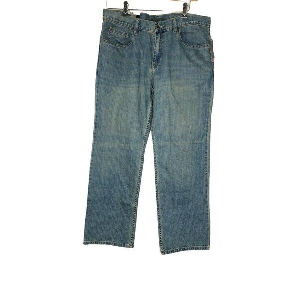 Old Navy Jeans Straight Leg Mens 34x30 Distressed NWT Medium Wash Pants Trousers - Picture 2 of 12